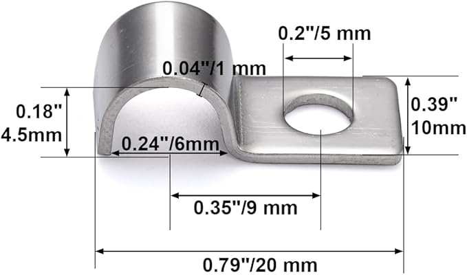 One-Hole Mini Unilateral Pipe Clamps, Conduit Fitting Clips Saddle Clamps For Wire Tidy & Small Pipe | OD 3/16" | 30 Pcs