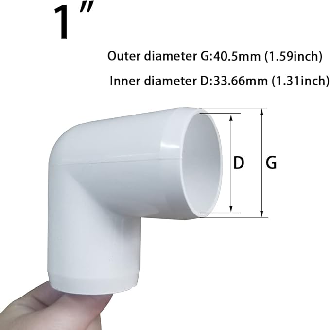 1" 90 Degree PVC Elbow Fitting, Furniture Grade 2 Way Right Angle Elbow Side Outlet, PVC Corner Fittings for DIY Building Furniture Greenhouse Shed Pipe Fittings Tent Connection (Pack of 8)