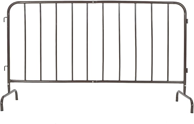Interlocking Steel Barricade, 6 Ft. Heavy Duty Galvanized Metal Barricade, Interlocking Steel Road Barriers with with Bridge Feet Base, for Crowd Control Event Fencing Indoor/Outdoor, Brown