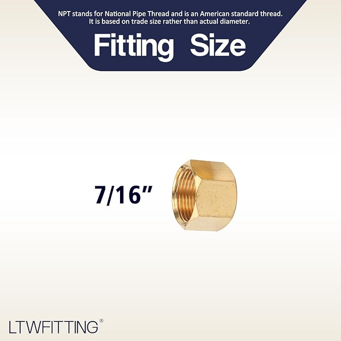 LTWFITTING 7/16-Inch Brass Compression Nut,Brass Compression Fitting(Pack of 100)