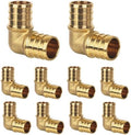 10 Pack Pex Fittings, 3/4" Pex 90 Degree Elbow, Heavy-Duty Brass Crimp Fittings for PEX Pipes with Leak-Resistant Construction, NSF & UPC Certified