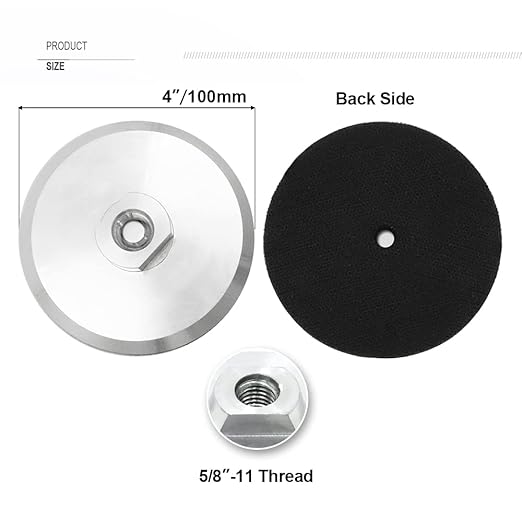 SHDIATOOL 4 Inch Backer Pad or Backing Pad of Aluminum Body with 5/8-Inch-11 Thread for Diamond Pads