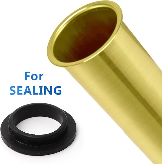 Flanged Sink Tailpiece 1-1/4 in. OD, 12 inch Brass Extension Tube for Trap, Drain Connections, Siphon Immersion Pipe For Bathroom Under Sink, Brushed Gold