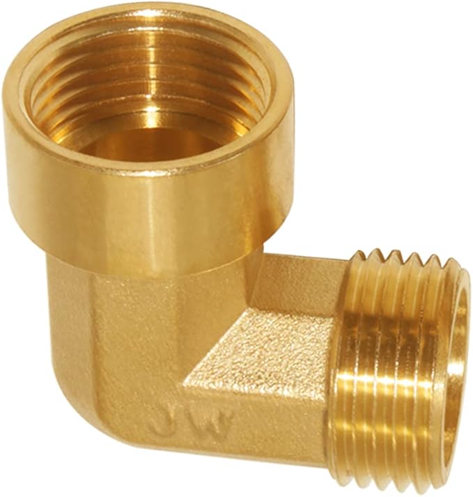 Joywayus 90-Degree Elbow Garden Hose Pipe Fitting（Non swiveling Fitting） Forged Brass Right Angle 3/4" GHT Female x 3/4" GHT Male (Pack of 2)