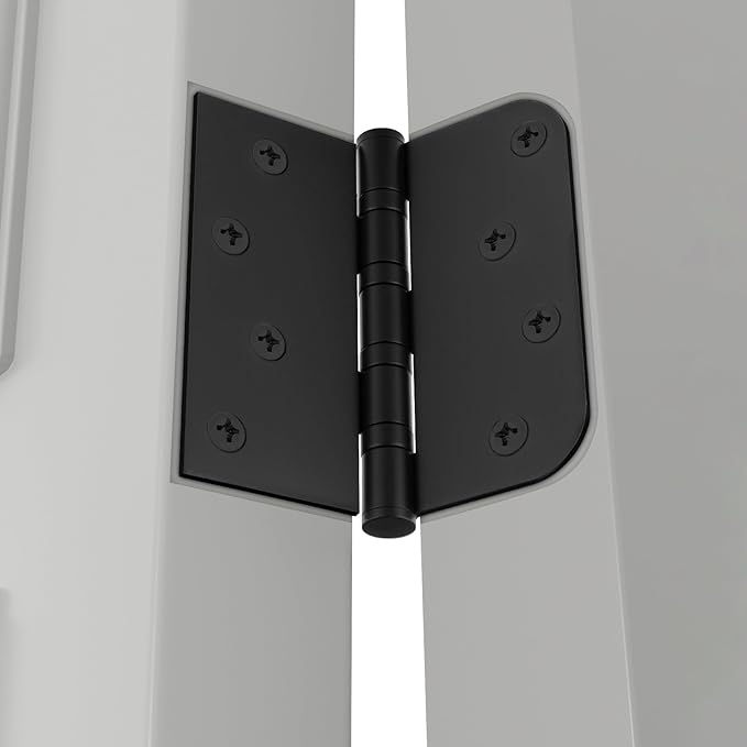 Black Door Hinges 6 Pack 4 x 4 Inches Ball Bearing Door Hinge Heavy Duty Stainless Steel Hinges for Interior & Exterior Doors Square & Round Corners