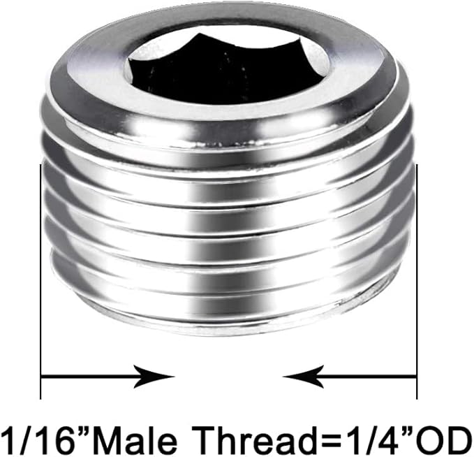 Joywayus 5Pcs Stainless Steel Internal Hex Thread Socket Pipe Plug 1/16"NPT Male
