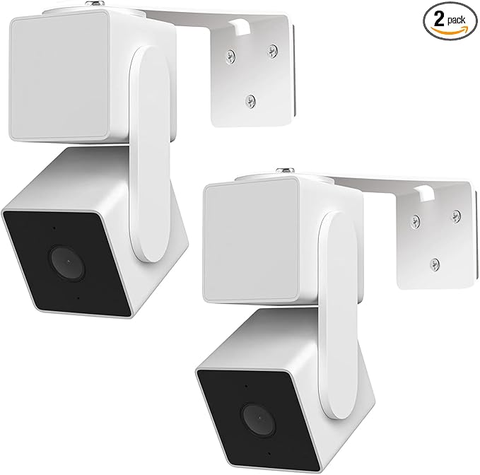 2Pack Adhesive Metal Wall Mount Bracket, Compatible with Wyze Cam Pan V3/V2, Google Nest Cam, Eufy Security Solo Indoor Cam E220/P24, Blink Mini Pan Tilt Cam, No Drilling VHB Stick On or Screw Install