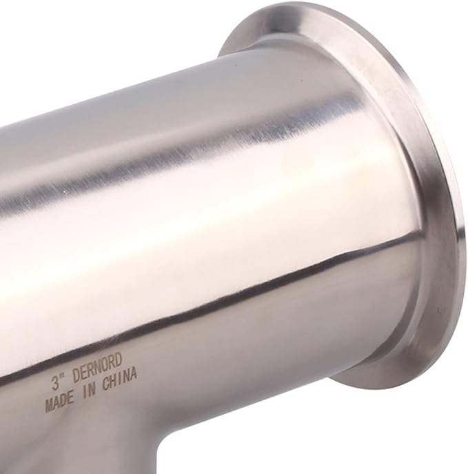 DERNORD Clamp Tee 3 Way Stainless Steel 304 with 3 Silicone Gaskets Fits 3" Tri Clamp, 91mm Pipe OD Sanitary Fittings