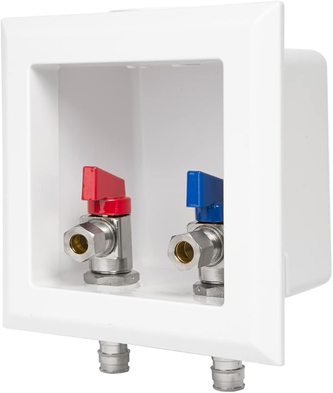 EFIELD Pex Pre-assembled Faucet Outlet Box, 1/2-Inch Pex-A Expansion F1960 Inlet with Installed 1/4-Turn Ball Valve For Hot & Cold Water Supply, Chrome Plate,(FC002)