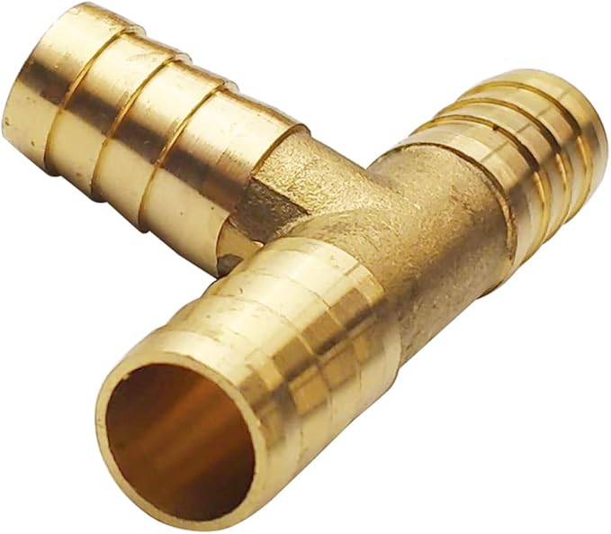 2PCs 1/2" Brass Hose Barb Fitting Tee 3 way Barbed Splicer Mender Union Fitting with 6PCs Hose Clamp for Oil Water Air