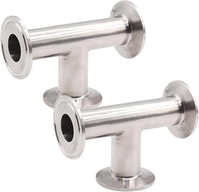 DERNORD 2 Pack Clamp Tee 3 Way Stainless Steel 304 Sanitary Fitting Fits 1.5" Tri-clamp, 25mm Pipe OD