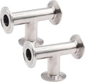 DERNORD 2 Pack Clamp Tee 3 Way Stainless Steel 304 Sanitary Fitting Fits 1.5" Tri-clamp, 25mm Pipe OD
