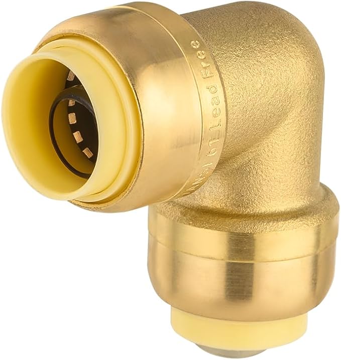 (Pack of 12) EFIELD 1/2-inch 90-Degree Elbow, Push-Fit Brass Fittings to Connect Copper, PEX, CPVC Pipe with 1/2" Disconnect Clip, UPC Certified,(PF-UNI009)
