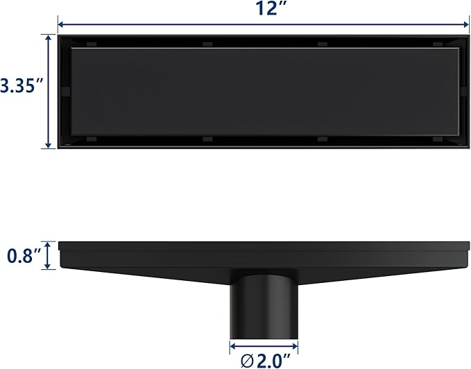 Neodrain 12 in Matte Black Linear Shower Drain- with 2-in-1 Flat & Tile Insert Cover, 304 Stainless Steel Rectangle Shower Floor Drain,Floor Shower Drain