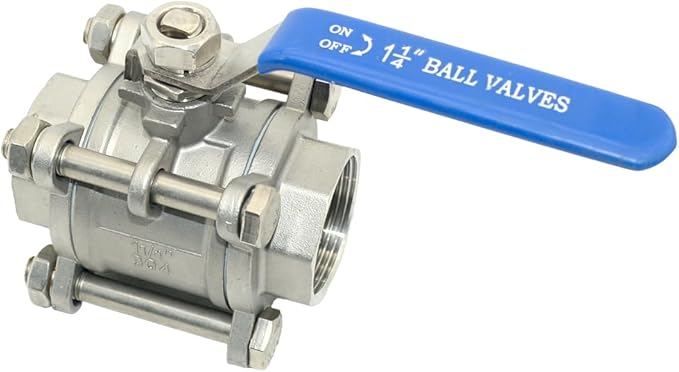 Ball Valve NPT Thread - Stainless Steel 304 Female 3-Piece Full Port(1-1/4'')
