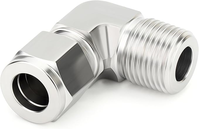 TAISHER 1PCS 316 Stainless Steel 90 Degree Compression Tube Pipe Fitting Connector, 3/4" Tube OD x 3/4" NPT Male Adapter