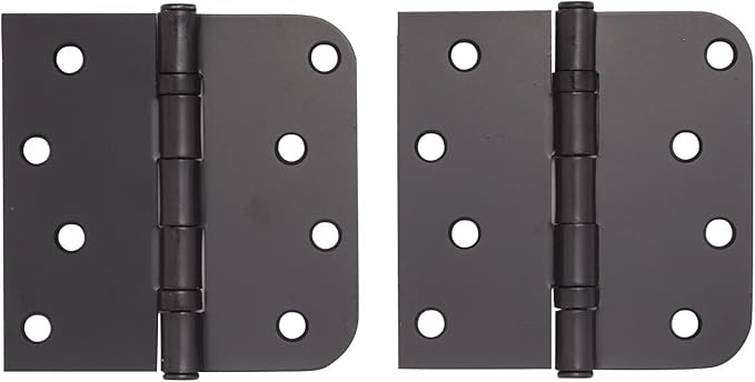 Hinge Outlet 4 Inch with 5/8 Inch Square Radius Ball Bearing Door Hinges, Heavy-Duty Steel, Removable Pin (Black, 6 Pack)