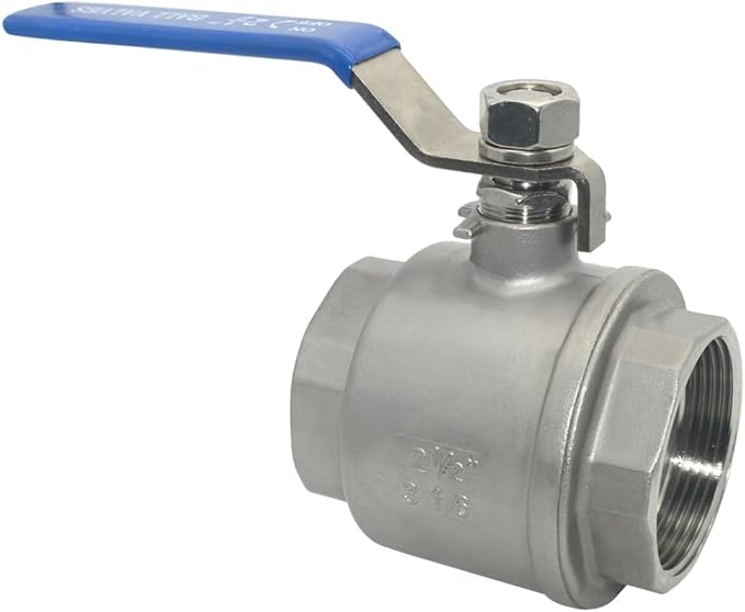 316 Stainless Steel 1/8"~3" Full Port Ball Valve with Blue Vinyl Handle, NPT Female x Female Thread,1000 WOG (2-1/2")