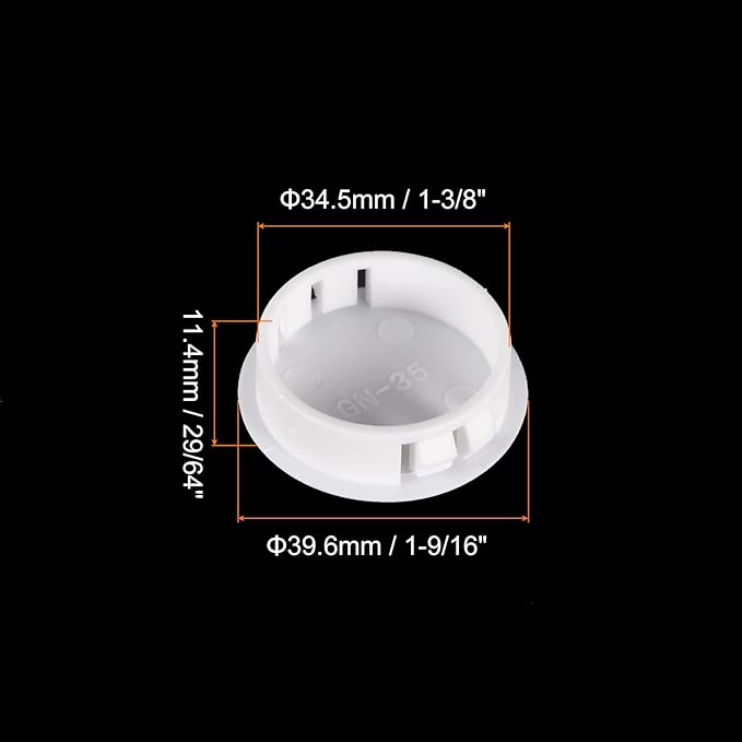 uxcell 1-3/8" Plastic Hole Plugs, 16Pcs Flush Type Panel Round Snap in Fastener Knockout Locking Plugs for Furniture Insert End Caps Panels, White