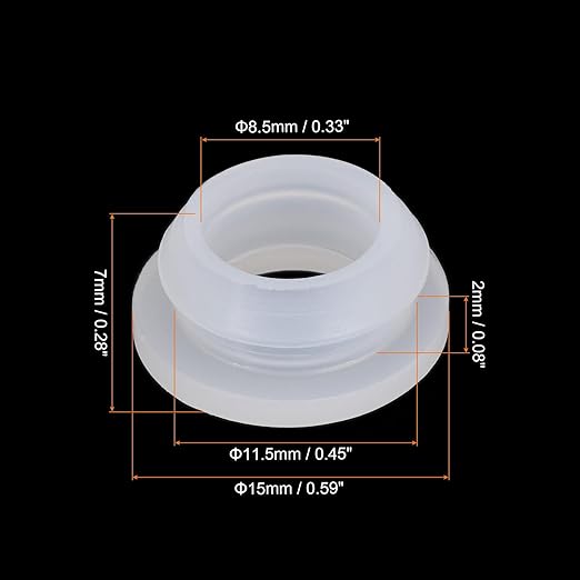MECCANIXITY 20Pcs Snap Rubber Grommet Plug Mount Dia 11.5mm ID 8.5mm Narrow Groove Width 2mm Seal Anti-Scratch for Electrical Box Cable Pipes Transparent