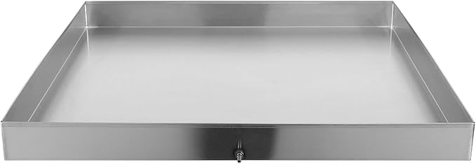 Washer Machine Pan, Heavy Duty 304 Stainless Steel Washing Machine Pan with Drain Hole, Leak Proof Appliance Drip Pan for Washer Dryer, Under Refrigerator Dishwasher Water Heater, 28 x 30 x 2.5 Inch
