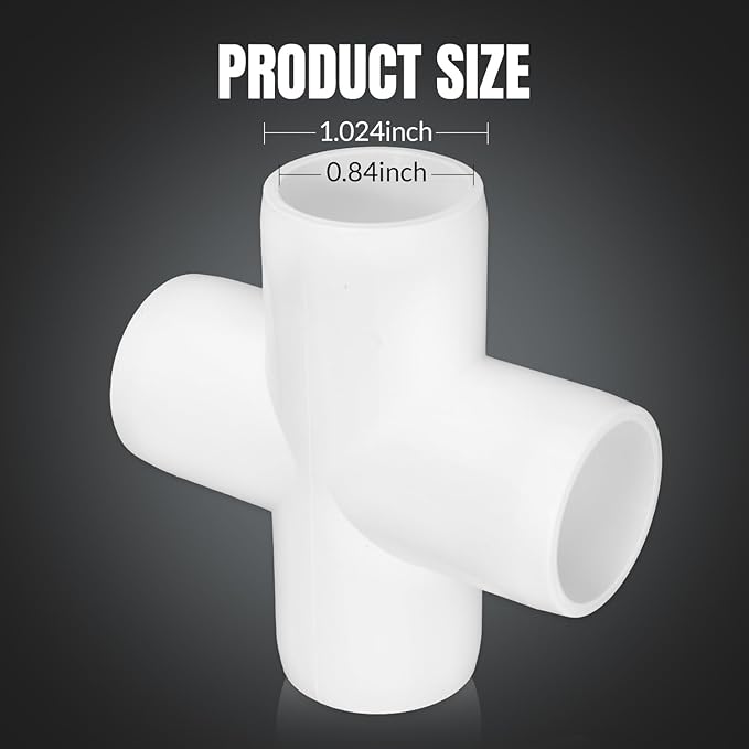 20 Pack 1/2" Cross PVC Fitting Connector, 4-Way Cross Furniture Grade Elbow Fittings for DIY PVC Shelf Building Furniture Garden Greenhouse Connection Tent