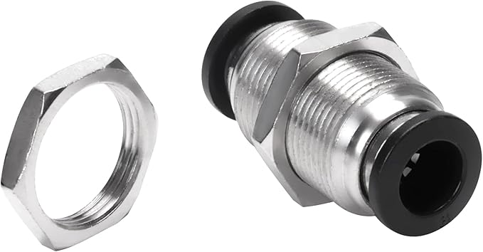 Bulkhead Union Push to Connect Tube Fitting 8mm Tube OD Double Threaded (5 Packs)