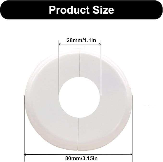 4 Pcs Wall Split Flange, Plumbing Cover Plates, Self-Adhesive ABS Escutcheon Plate for Faucet Kitchen Toilet Decorative (28mm/1.1in)