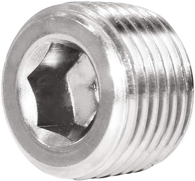 JoyTube 1/8" NPT Pipe Plug Male Thread Stainless Steel Fitting Countersunk Internal Hex Head(Pack of 6)