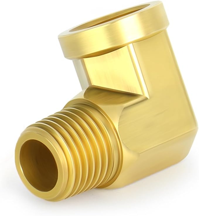 6PCS 1/2" Npt Male to Female 90 Degree Brass Pipe Fittings Barstock Street Elbow, 1/2" Npt Male x 1/2" Npt Female for oils, fuels, gases and liquids