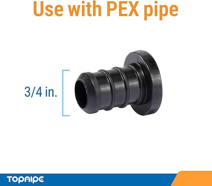 (Pack of 25) Topaipe 3/4 Inch PEX Poly Crimp Plug (End Cap), PPSU Poly Fitting, Plug Plumbing Tools for PEX Pipe in Plumbing, ASTM F2159