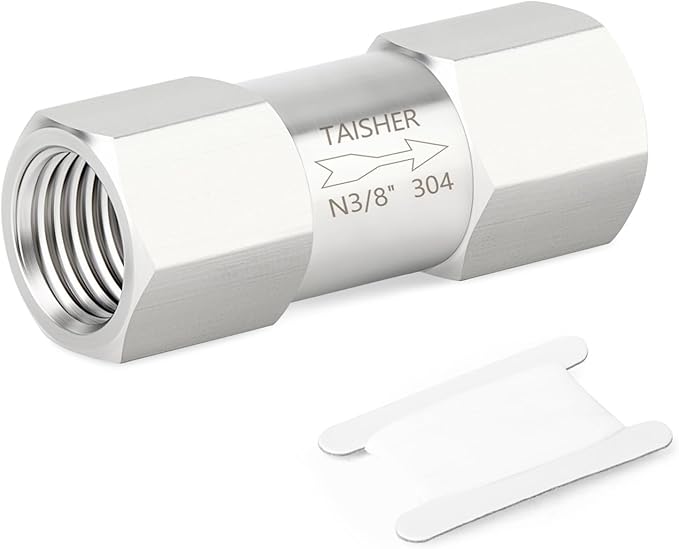 TAISHER 1PCS 304 Stainless Steel 3/8" NPT Female Check Valve,Backflow Prevention,One Way Non-Return Check Valves