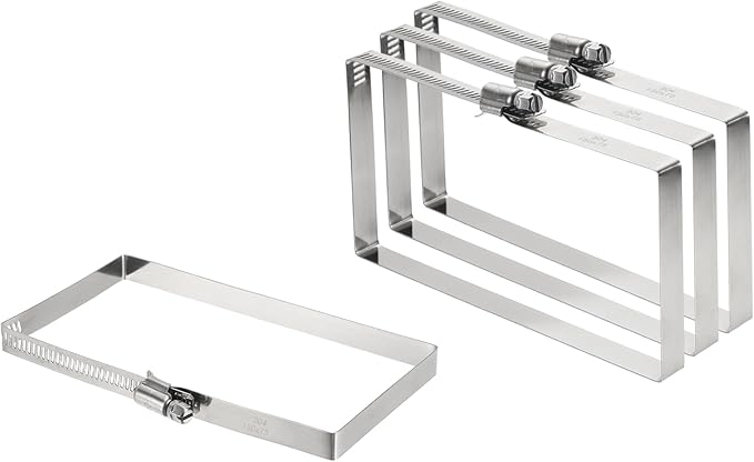 uxcell 4Pcs 304 Stainless Steel Rectangular Hose Clamp, Adjustable 5.9 x 3 Inch Square Worm Gear Duct Pipe Tube Clamps for Ducting Bracket Cable Tray Bridge Project Systems, Silver