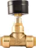 SharkBite 1/2 x 1/2 in Pressure Gauge Tee, Push-to-Connect Brass Plumbing Fitting, 24436