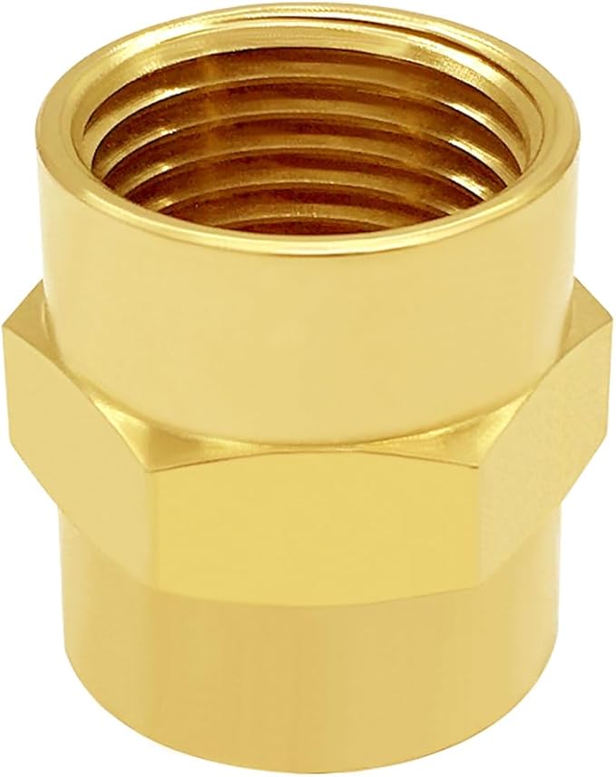 Brass Pipe Fitting NPT Coupler, 3/8" x 3/8" Standard NPT Female thread (pack of 2)