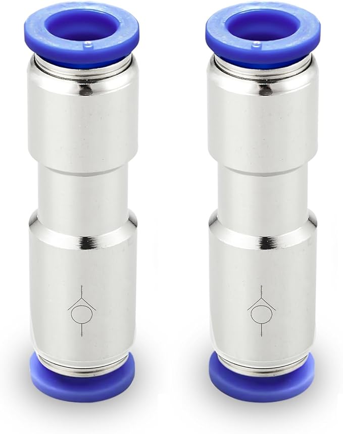Metalwork Nickel Plated Brass & Plastic Push to Connect Inline Check Valve Union Fitting, 12mm Tube OD (Pack of 2)