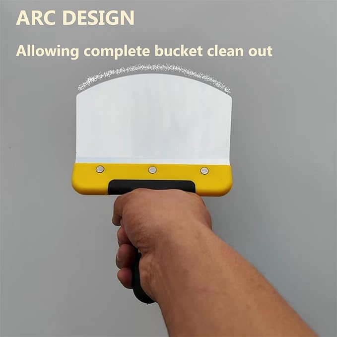 DEKEones Stainless Steel Bucket Scoop, Arc-shape Shovel Putty Knife Scraper Hand Tool for Drywall Finishing