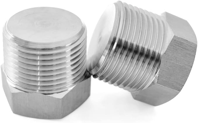 SDTC Tech 2-Pack Hex Head Pipe Plug Fittings 3/4" NPT Male Thread 304 Stainless Steel Socket Connector