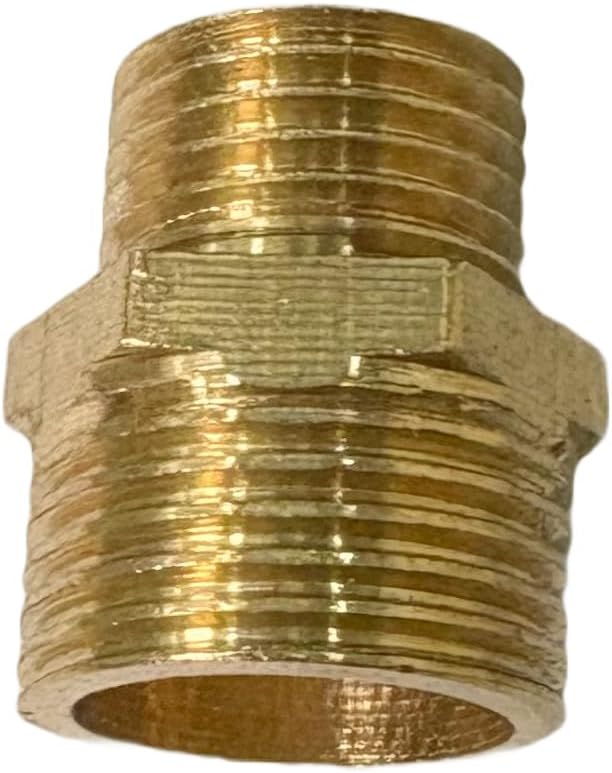 3/8" x 1/4" Male Threaded Hex Nipple Reducer Brass NPT Pipe Fitting Adapter Straight Connectors Pack of 2