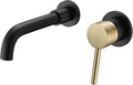SUMERAIN Wall Mount Bathroom Faucet Black and Gold Wall Mount Faucet for Bathroom Sink, with Two Handles and Rough in Valve