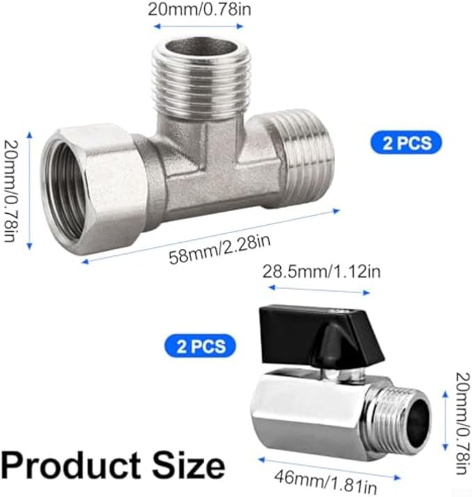 Multi Directional 3 Way Ball Valve Set For Plumbing Systems Featuring 90 Degree Lever Rotation For Water Flow Control