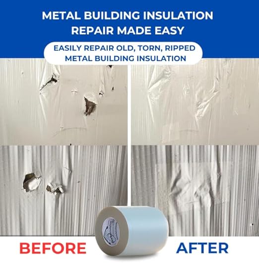 BlueTex Insulationㅤ 6" Wide x 180' Long White Vapor Barrier Seam Tape - 4 Roll Bulk Pack, Waterproofing & Great for Crawlspaces, Insulation Repair, Underlayment Seams, Metal Building Insulation Seams