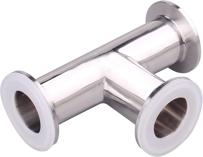 DERNORD Clamp Tee 3 Way Stainless Steel 304 with 3 Silicone Gaskets Fits 1.5" Tri Clamp, 32mm Pipe OD Sanitary Fittings(1.25 Inch)