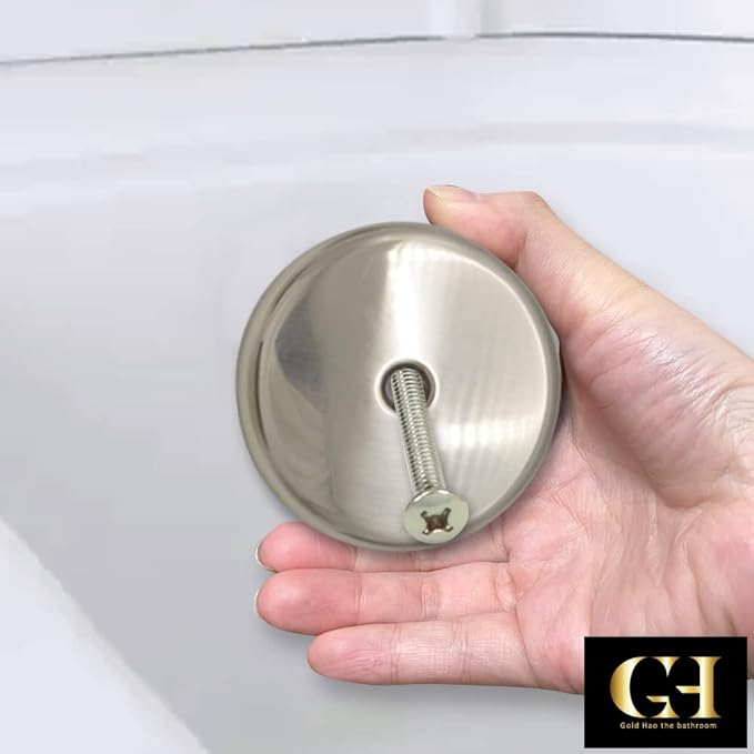 Single Hole Bathtub Drain Overflow Plate - Overflow Drain Cover | Tub Drain Cover with Three Matching Screws/Bathtub Overflow Drain Cover with Adapter (Brushed Nickel)