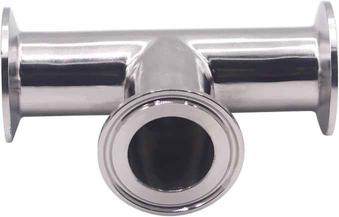 DERNORD 2 Pack Clamp Tee 3 Way Stainless Steel 304 Sanitary Fitting Fits 1.5" Tri-clamp, 38mm Pipe OD