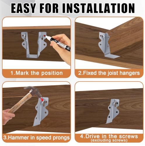 50 Pcs 2" x 4" Galvanized Steel Joist Hanger|Thickness 1.5mm
