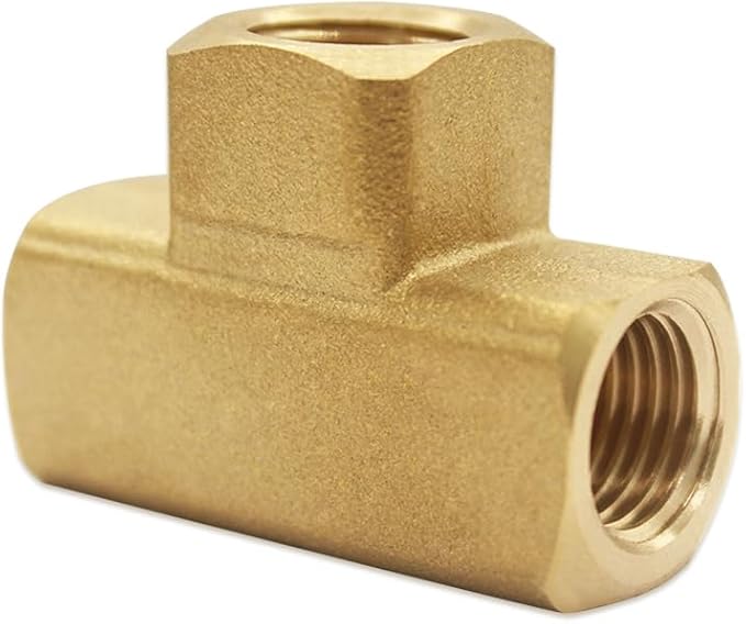 Hooshing Brass Pipe Fittings 1/4" x 1/4" x 1/4" NPT Female Tee Adapter for Air Compressor Gas Line Plumbing
