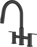 KRAUS Oletto Touchless Sensor Bridge Kitchen Faucet with Pull-Down Sprayhead in Matte Black, KSF-3122MB
