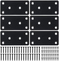 Mending Plate, Metal Steel Flat Straight Brace Bracket, Black Double-Wide Joining Plate for Wood Furniture Fastening & Fixing with 2 Sets of Screws of Different Lengths(40x80mm, 6 Pack)