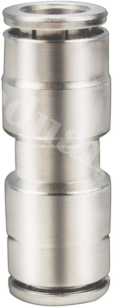 Beduan Push to Connect Fitting 1/4" OD Nickel-Plated Copper Pneumatic Air Fitting Straight Union Tube Connector (Pack of 5)